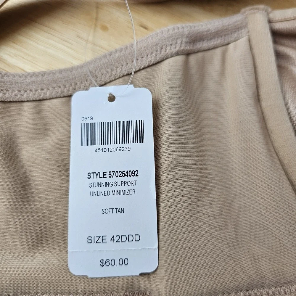 Soma Stunning Support Unlined Minimizer‎ Bra Size 42DDD 42F NWT $60 Soft Tan